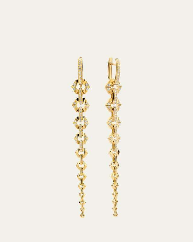 18K Yellow Gold Flow Earrings with Diamonds